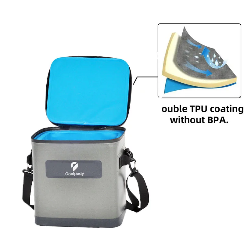 TPU Material Water Proof Picnic Built-in NBR Foam Insulated Cooler Storage Bag Multi-functional Camping Outdoor 20L Cub Food