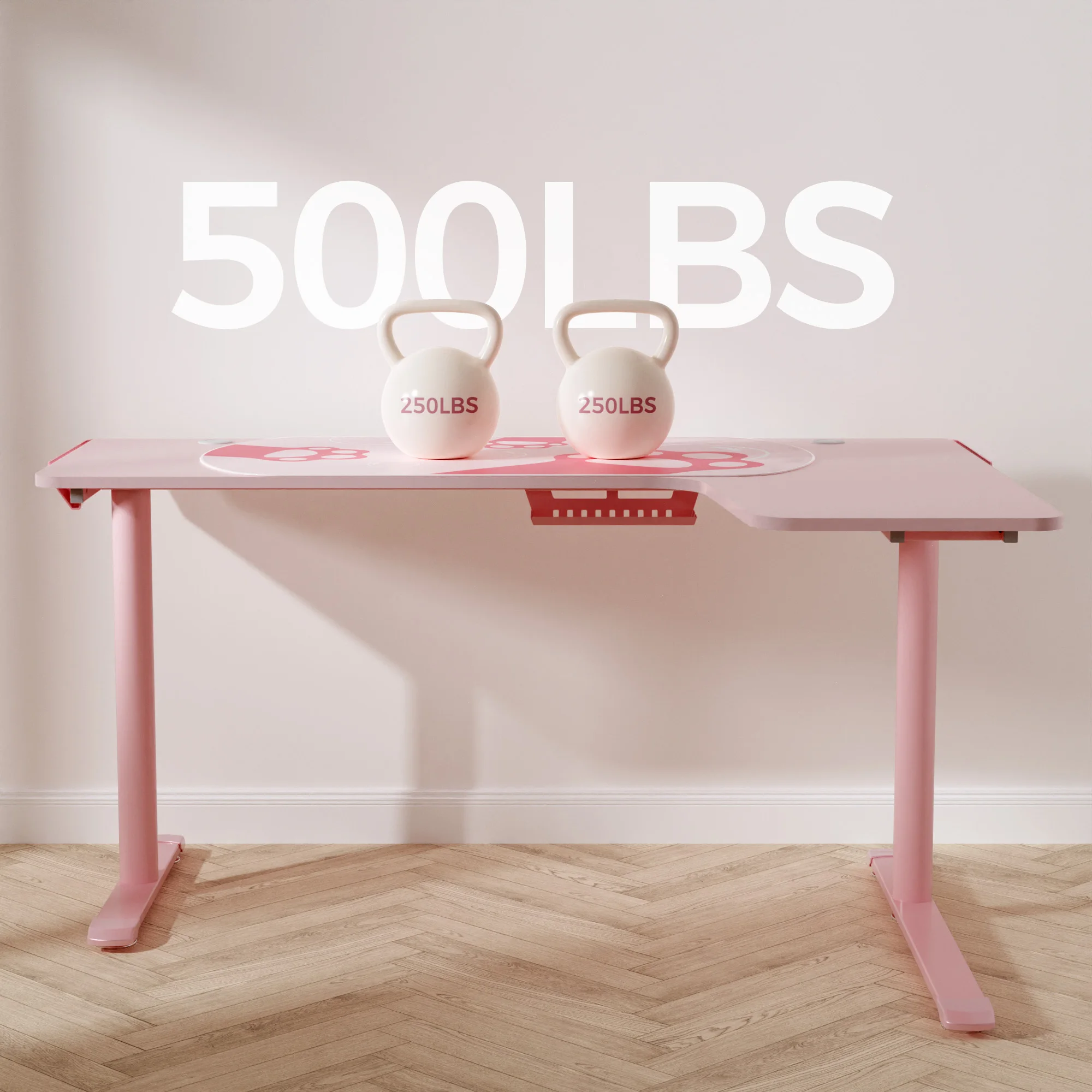 Computer Desk Modern Pink 2 Monitor gaming desk RGB Reversible L-Shaped Gaming Desk