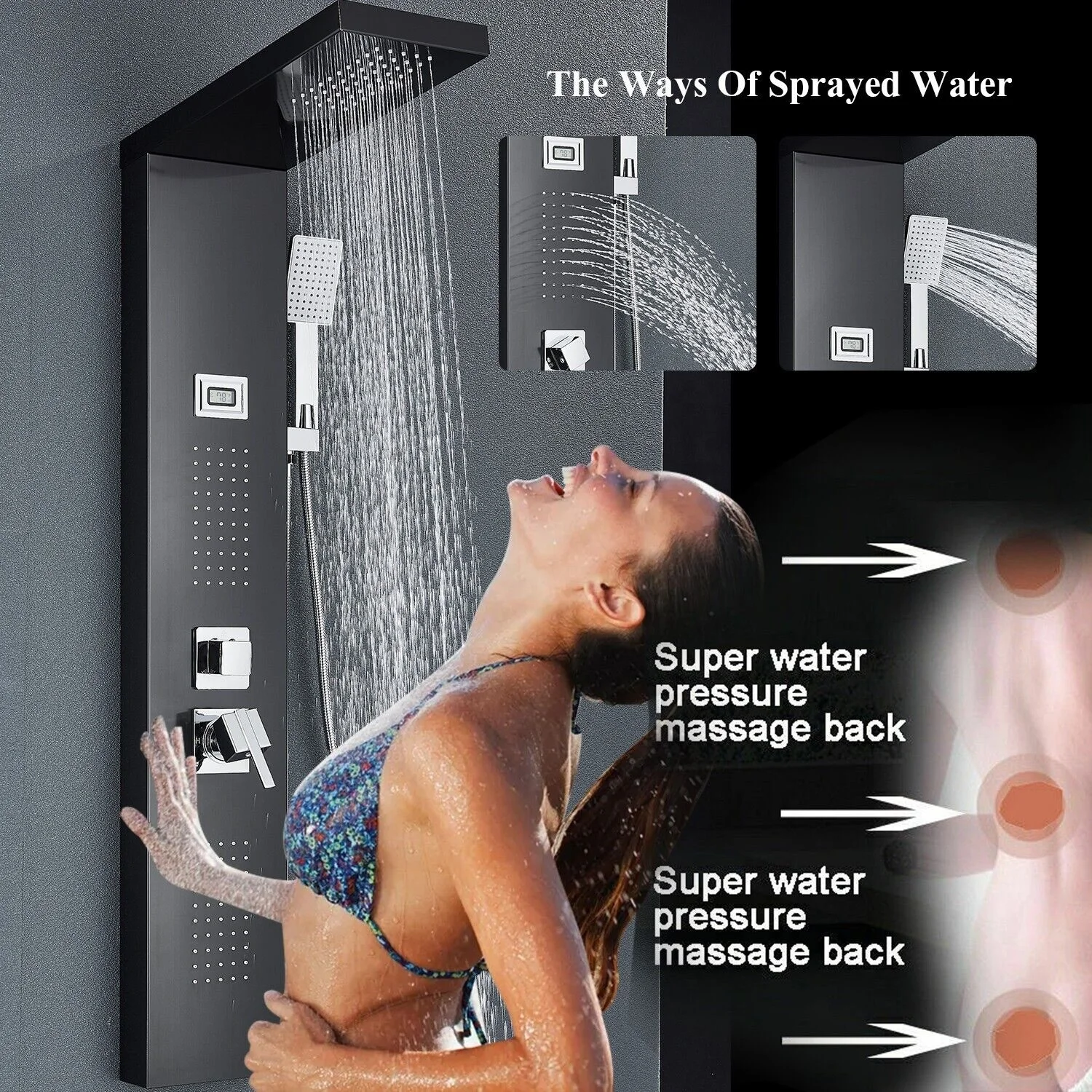 Hot Sale Luxury Thermostatic Rain Shower Head Bathroom Stainless Steel Wall Mounted Waterfall Shower Panels