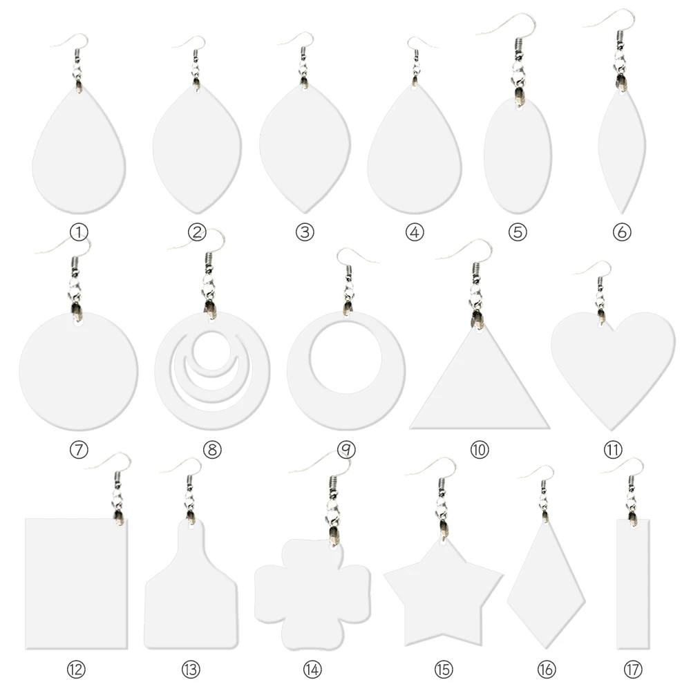 Custom Designer Earrings Double Sided Printable Hardboard MDF Sublimation Earrings Hooks Fashion Jewelry Women Earrings