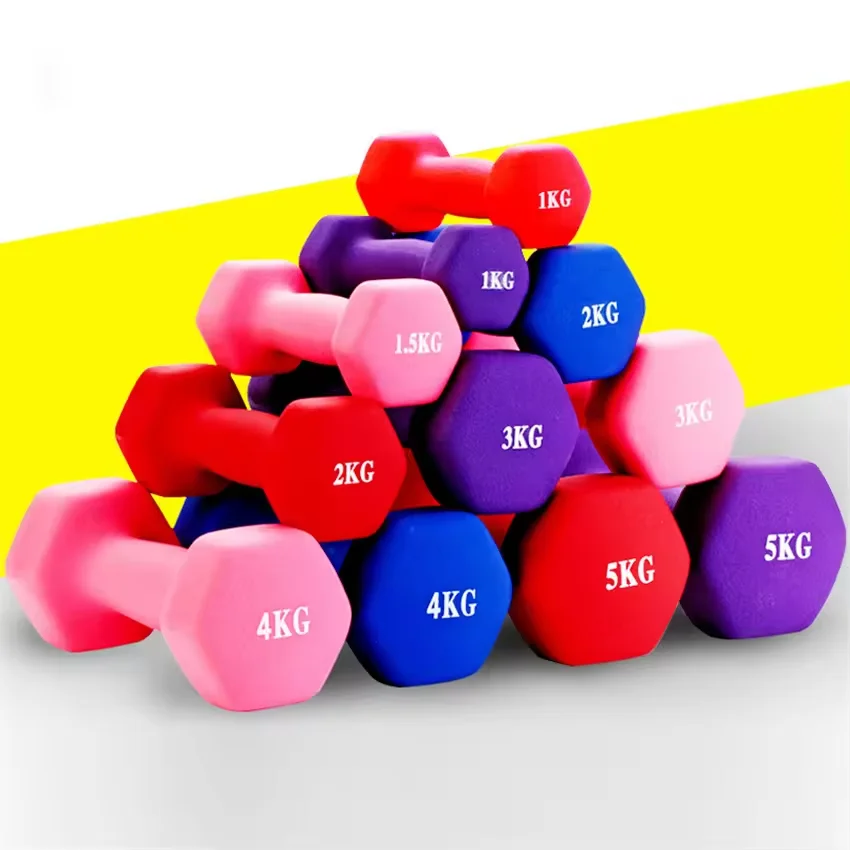 Wholesale Custom Logo 1-3kg Dumbbell Set With Rack Colored Vinyl/Neoprene Dumbbell Set Yoga Pilates Dumbbells