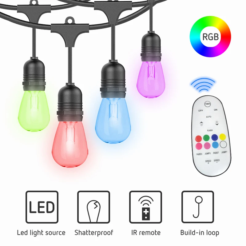 
 Самые продаваемые товары, 48 футов, 15 м, садовая гирлянда 165 Вт, IP65, освещение для внутреннего дворика, уличная Гирлянда для украшения вечеринки, двора  