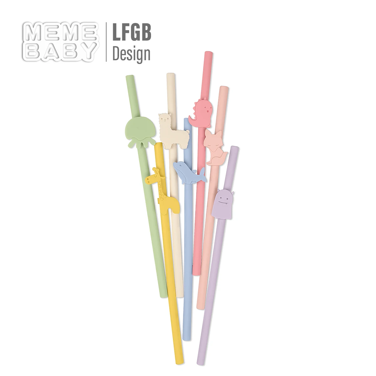 Long Baby Animal Silicone Drinking Straw Sustainable Eco Friendly products Cute Kids Silicone Straws