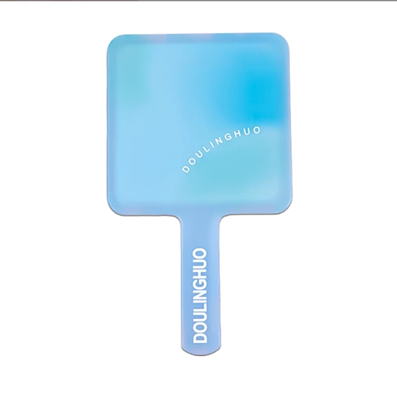 Private Label Custom Logo Plastic Square Portable Handle Handheld Hand Held Makeup Mirrors