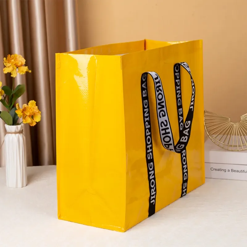 Custom reusable grocery eco friendly RPET woven handled shopping 120gsm 140gsm PP woven bag