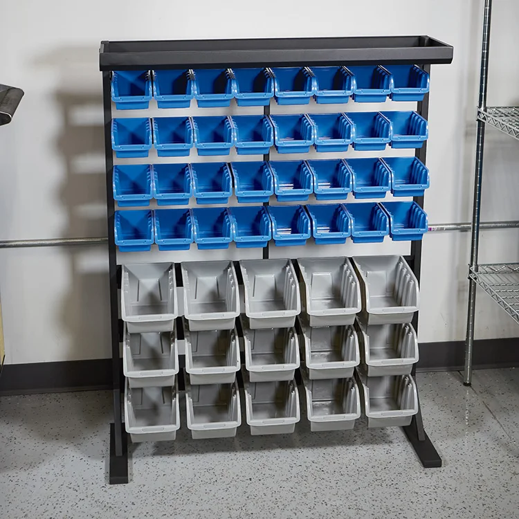 JH-Mech Powder-Coated Steel Single Side Bulk Storage Rack Unit With 47 Assorted Bins Rack Storage Steel Wire Shelving System