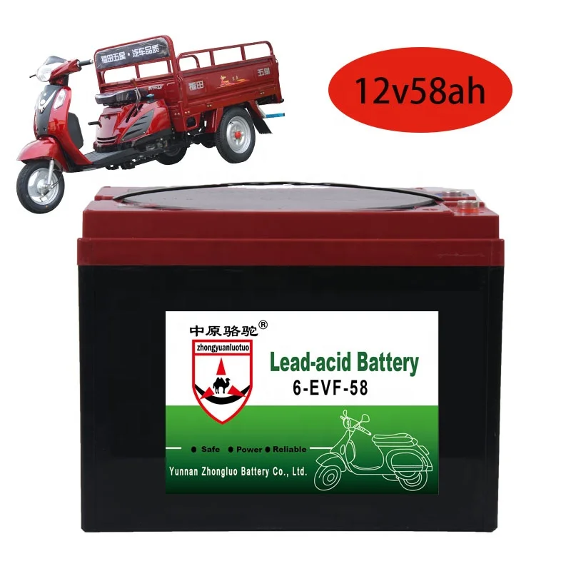 12V Deep Cycle Rechargeable Battery Electric Vehicle Battery 6-EVF-58 Lead Acid E-Bike Battery