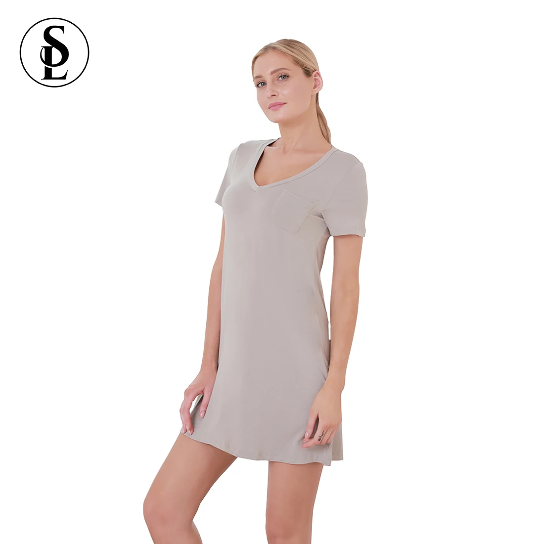 Summer Wholesale Custom Night Dress Solid Soft Nightdress Bamboo Viscose Women Nightgown