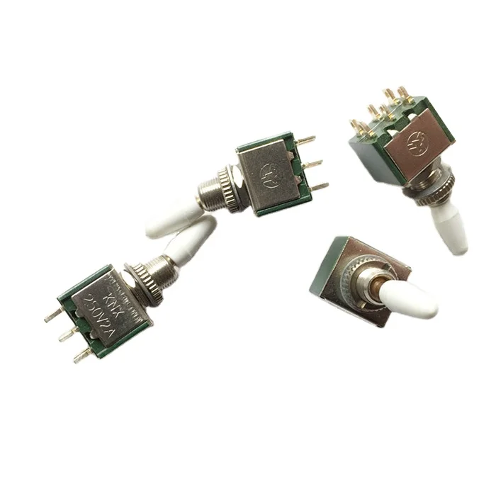 6MM Mini Electronic Green Toggle switch ON-ON 3PIN SPDT Solder terminal Locking 3A 250VAC 6A 125VAC Marine 3 Pin Toggle Switch