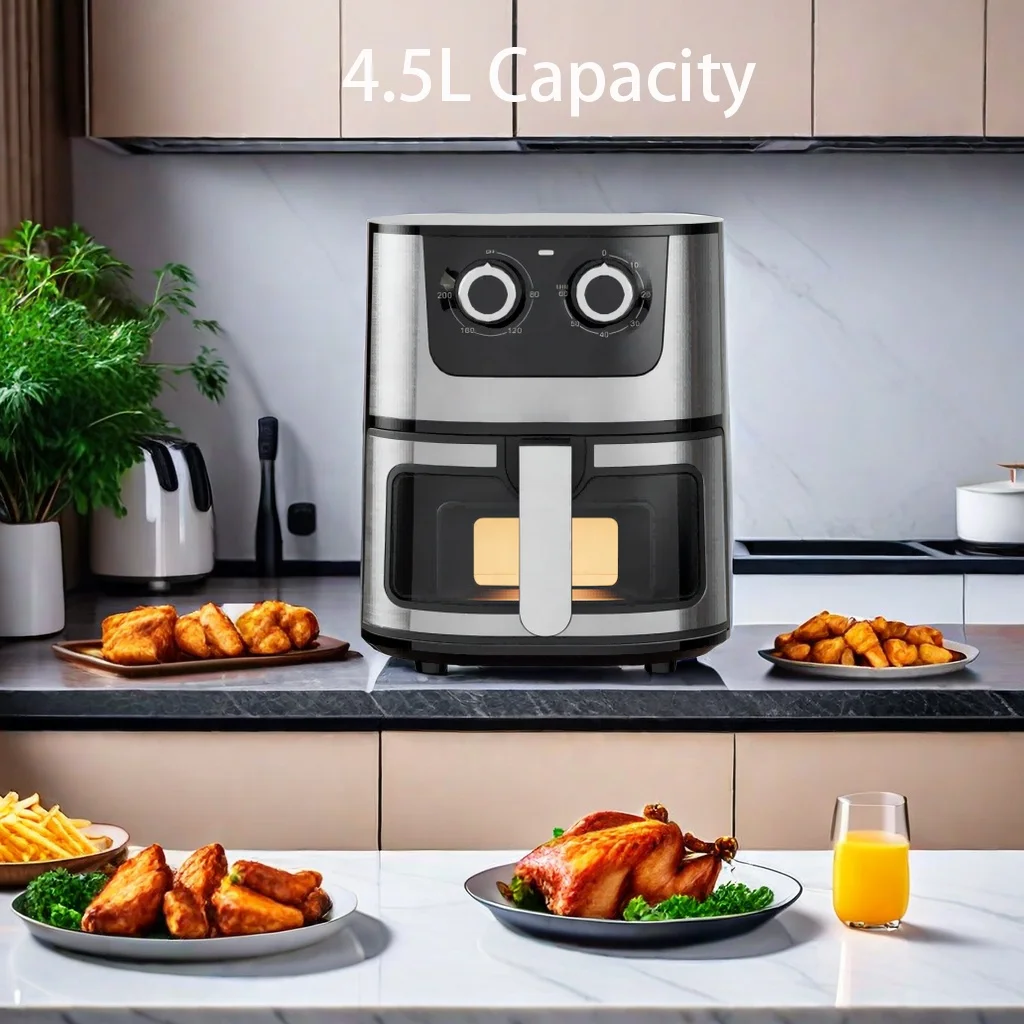 Popular Smart Kitchen Appliances Air Fryer Modern Stainless steel housing Air Fryer with visual window