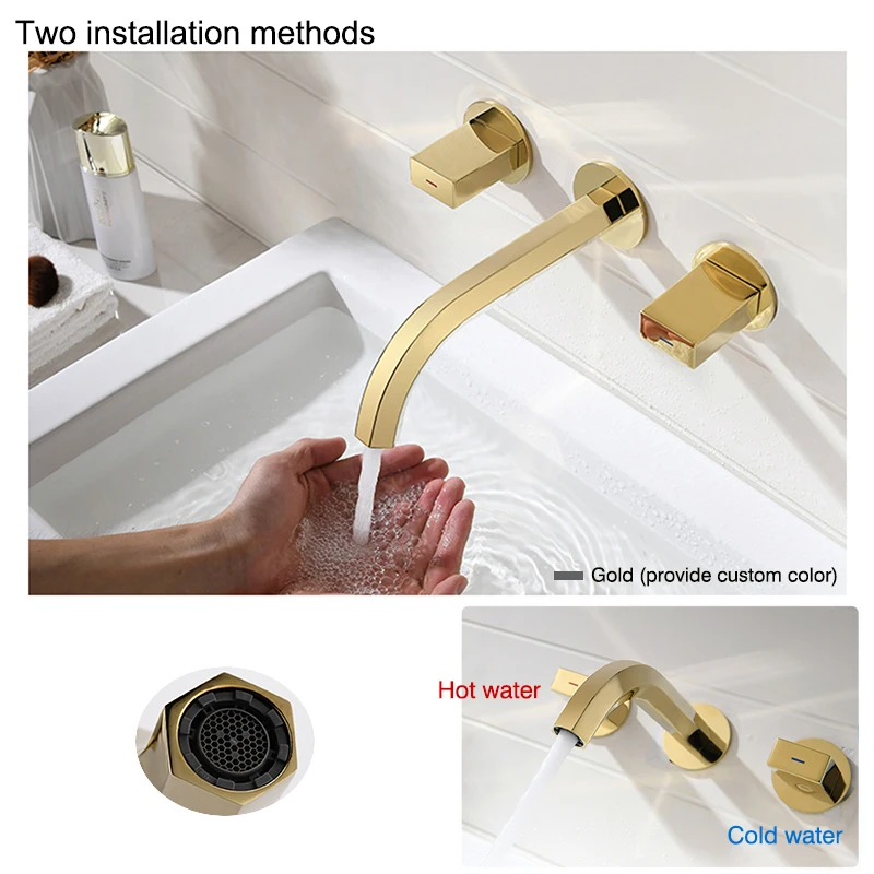 Popular Bathroom Wall Mounted Solid Brass Matte Black Basin wall Tap