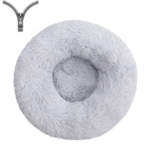 Pets Wholesale Cover Removable Faux Fur Luxury Donut Dog Bed Calming Round Washable Fluffy Pet Bed Custom with Zippers