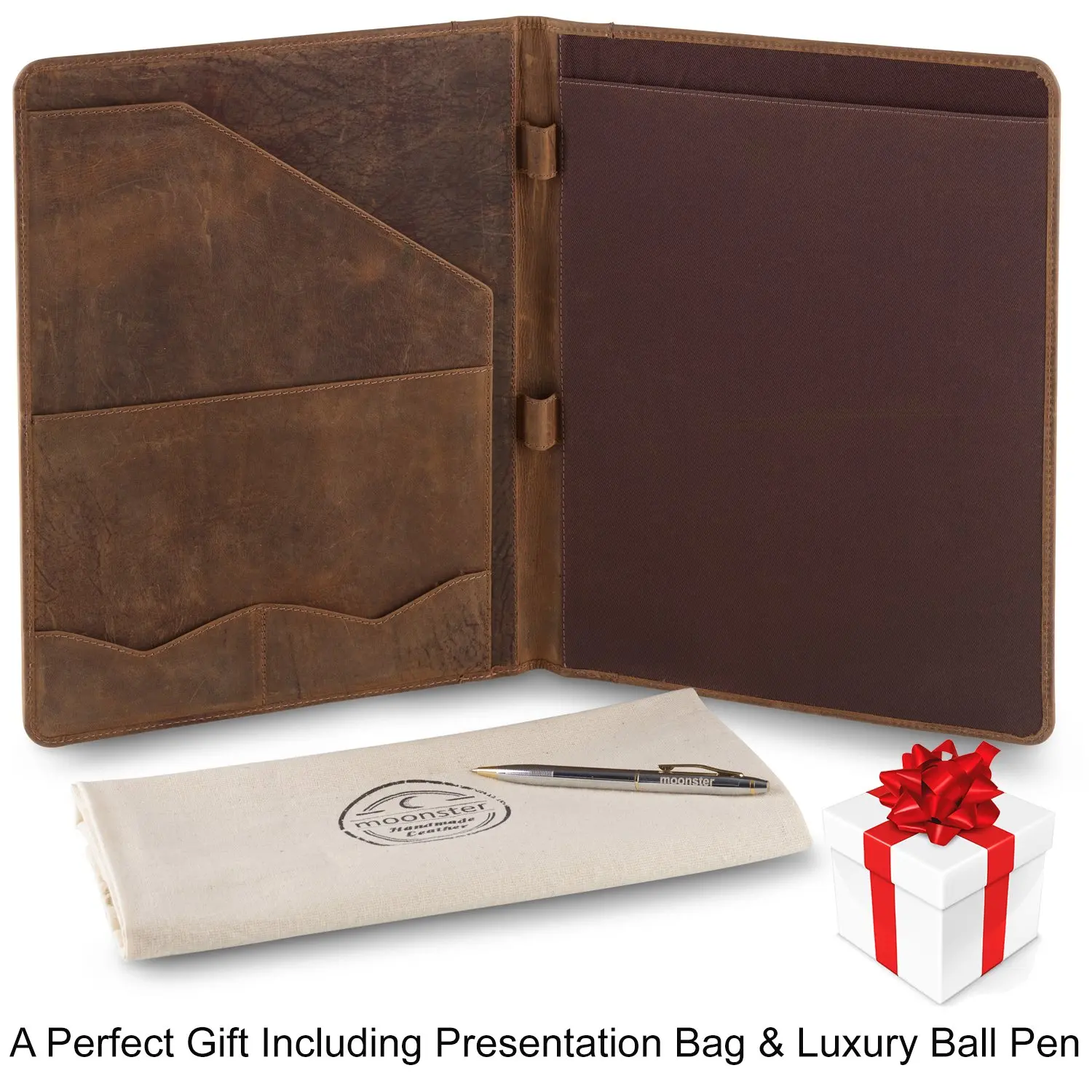 A4 Pu Leather Business Conference Portfolio File Folders With Card Pocket Custom Logo