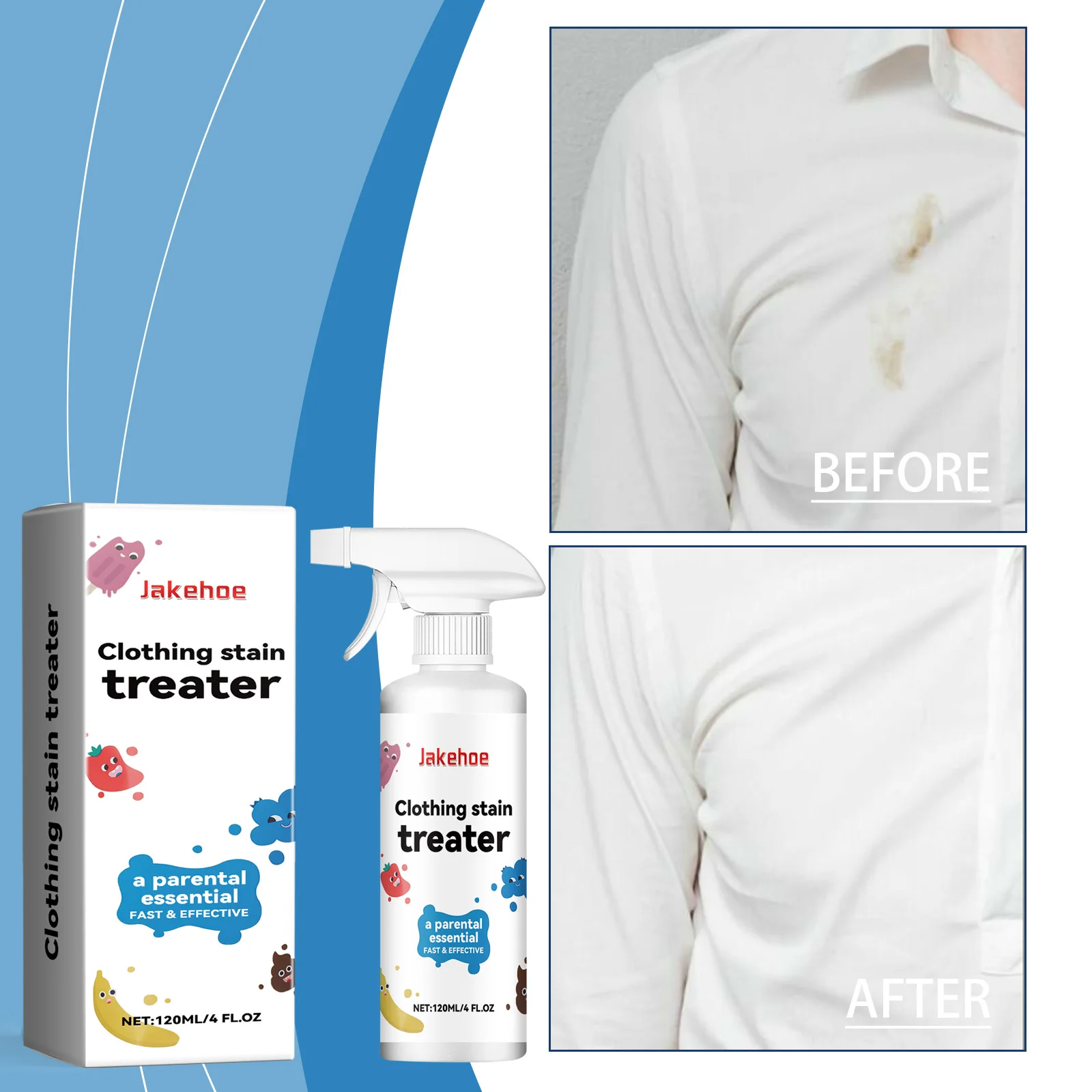 Jakehoe Clothes Cleaning Spray Quickly Clothes Stain Remover Liquid Organic Cloth Stain Remover Spray