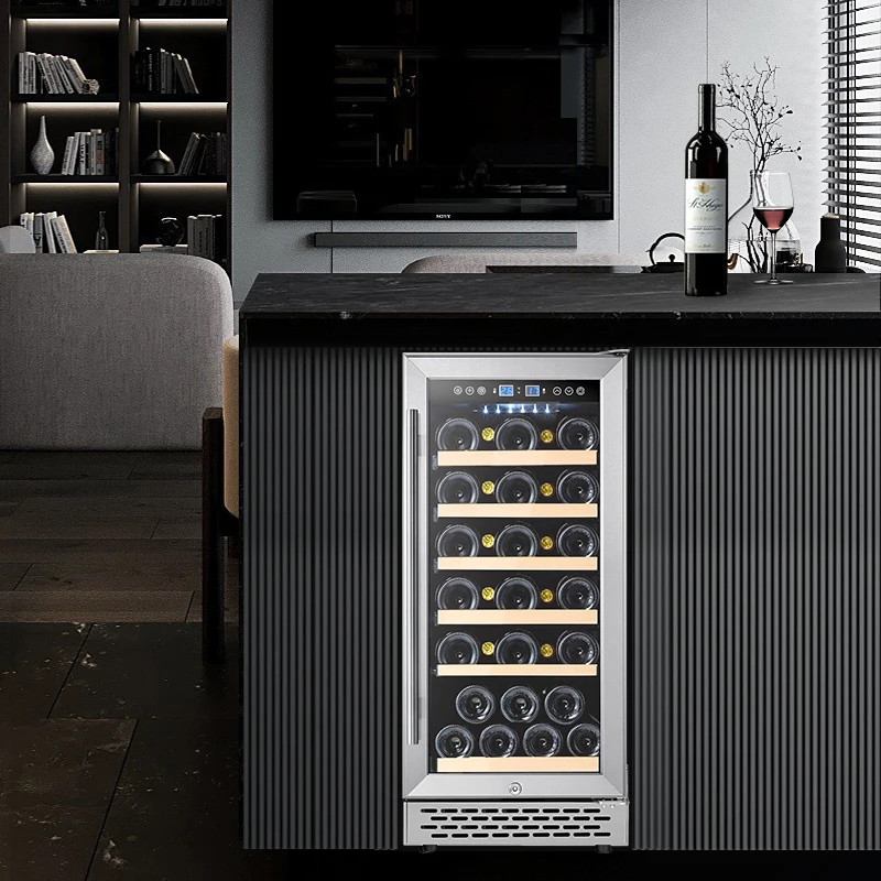 Customized Wine Freezer Built in Wine Cellar Cooler Compressor Single Zone Wooden Shelves Wine and Beverage Coolers