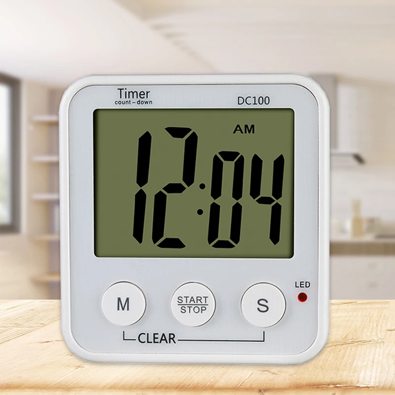 2021 New White ABS Cooking Chef Food LCD Electronic Countdown Mechanical Cute Clock Egg Digital Kitchen Timer With