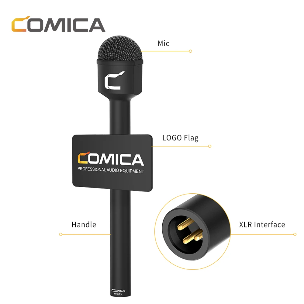 COMICA HRM-C Interview Microphone Dynamic Omni directional Microphone with 3 Pin XLR Connector Reporter Mic