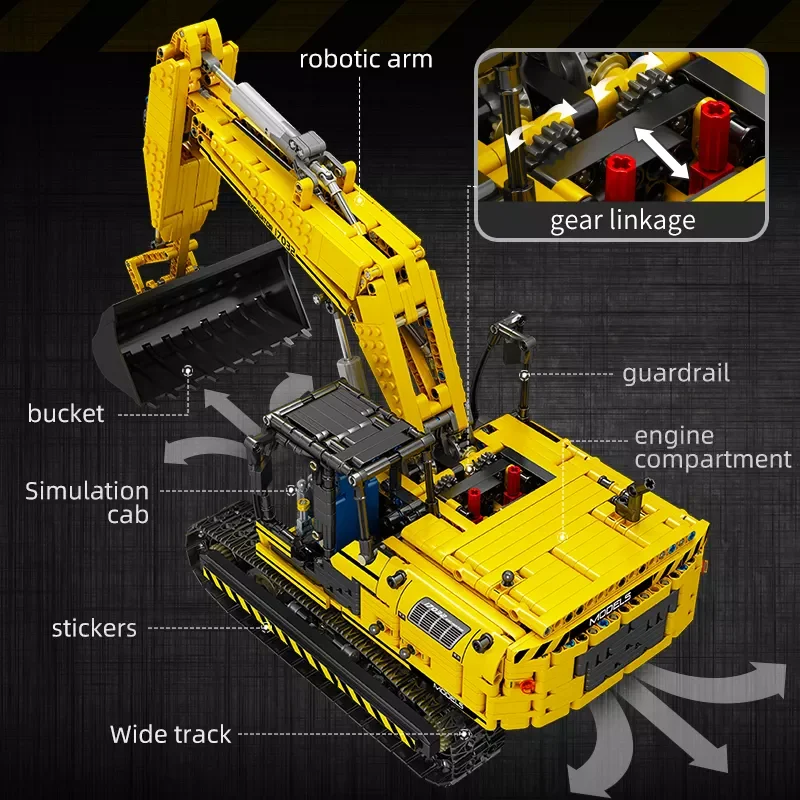 Mould King 17032 APP Remote Control Electric Excavator Model Engineering Toys Building Block Sets