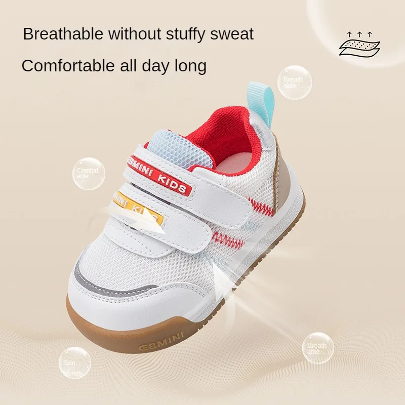 Ebmini color matching fashion double colored stripe round toe soft sole baby casual toddler board shoes
