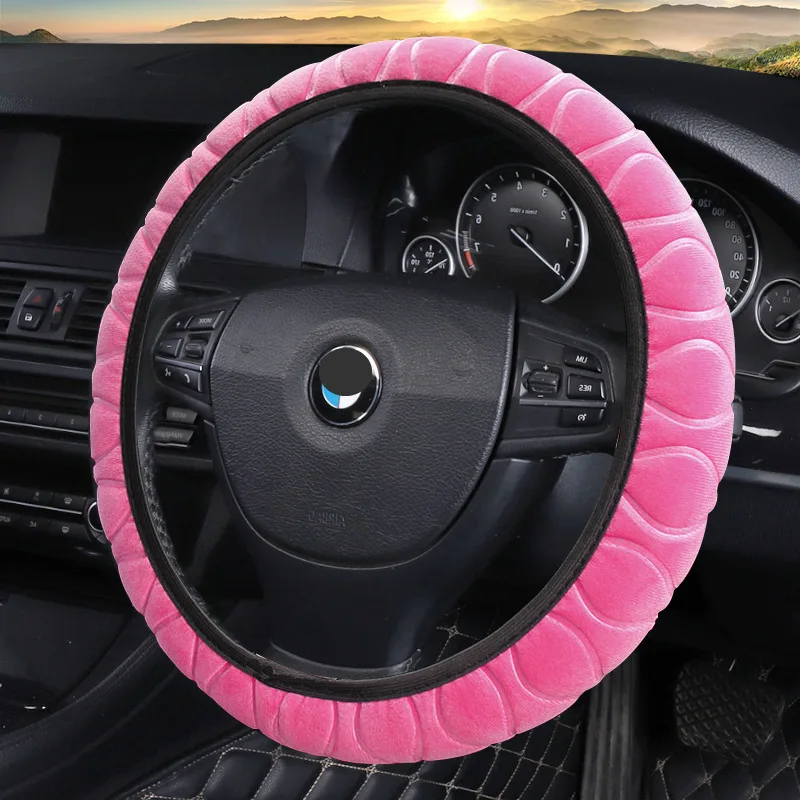Super Soft Three-dimensional Plush Car Steering Wheel Cover Winter Warm Without Inner Ring Elastic Handle Cover For Promotion