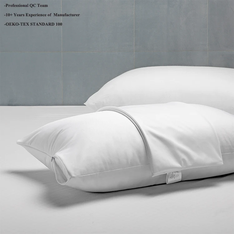 Premium OEM Factories 100%  Polyester TPU Film White Color Zipper Closure Hotel Waterproof Pillow Protector