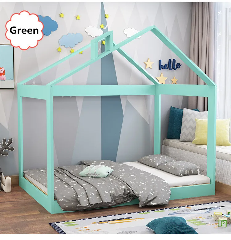 Factory Supply Space Saving Tree House Twin Over Twin Bunk Bed Loft Bed in White for Kids Bedroom