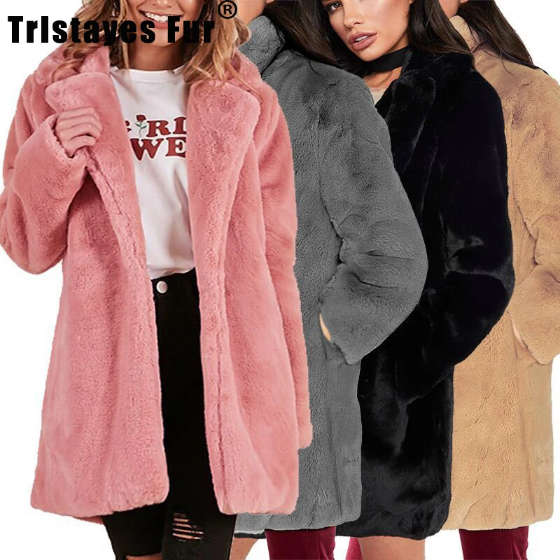 
2021 New Fashion Sheepskin Coat Woman Long Faux Fur Teddy Bear Coat Clothes Women 