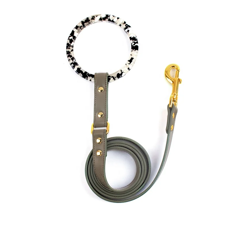 New Fashion Luxury Polo Wide Design Leather Dog Collar Ring Resin Hundehalsband