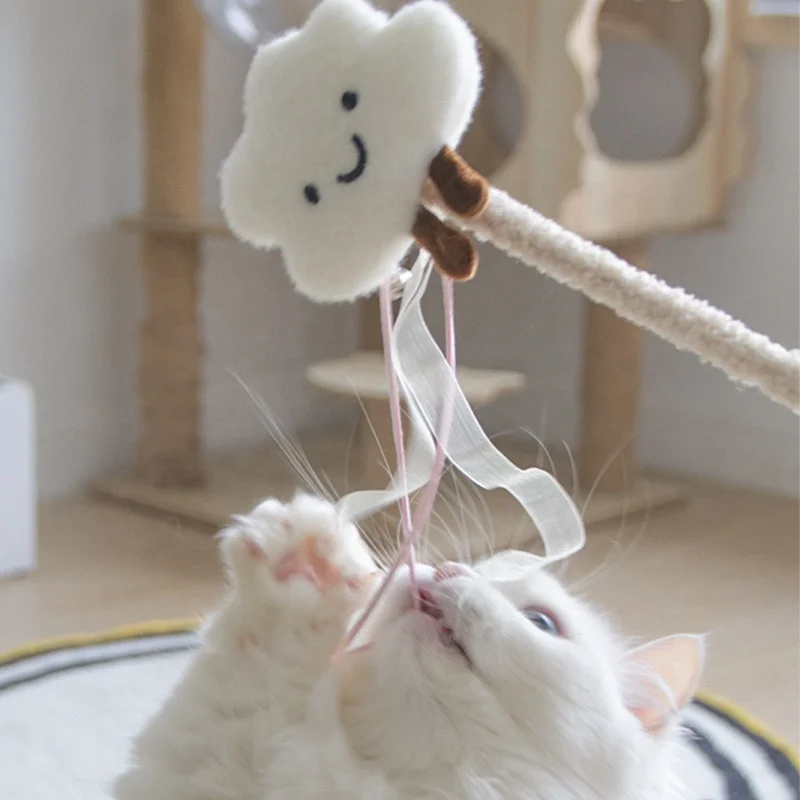 Inspired by Internet Cat Toy Doll Interactive Fun Stick with Bell Ribbon Plush High-Value Lovely Style Pet Toy Attracting Cats
