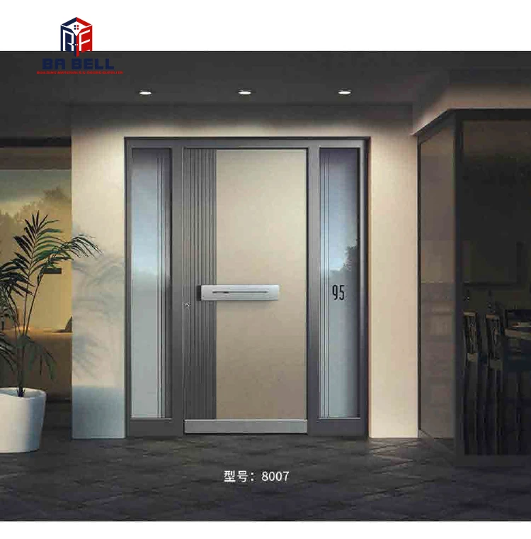 2020 new luxury entrance main door exterior villa steel with glass security  door entrance metal door foshan factory