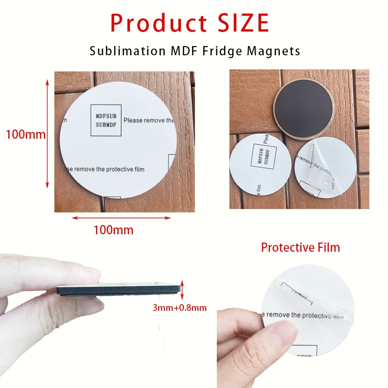 MDFSUB best price home decoration round Sublimation Blank fridge Magnetic big size 100mm sublimation Blank MDF Fridge Magnets