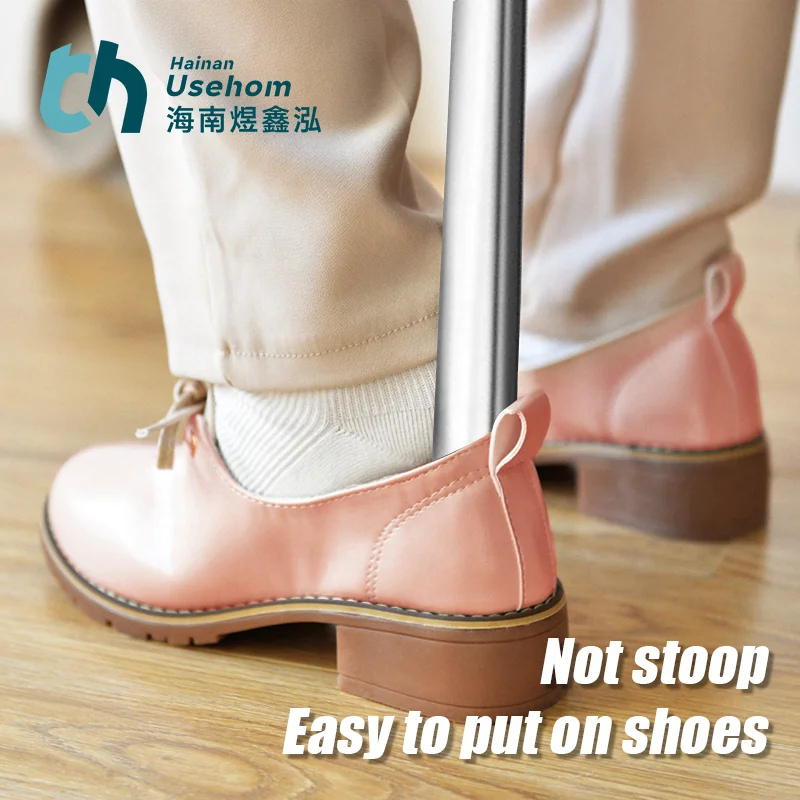 Stainless Steel shoe horn Wooden Shank Shoe horn Wear-resistant Shoe horn For Convenient Slippers