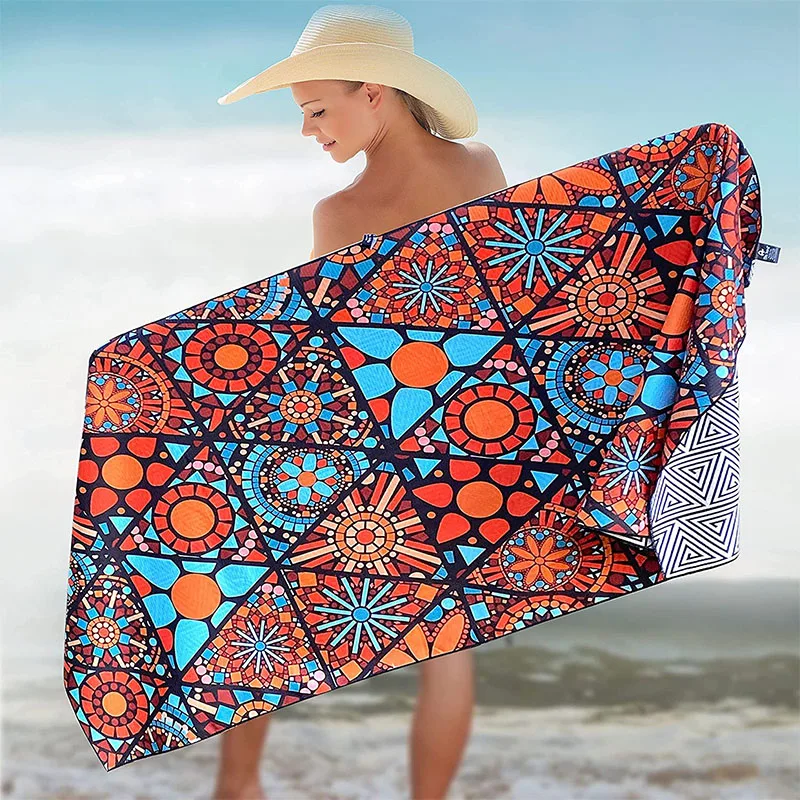 Recycled microfiber waffle beach towel double side print custom design beach towel