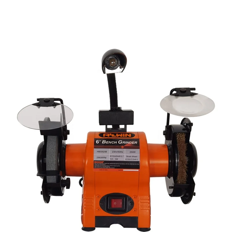 6 Inch flexible working light electric bench grinding tool Rust removal bench grinder with wire brush