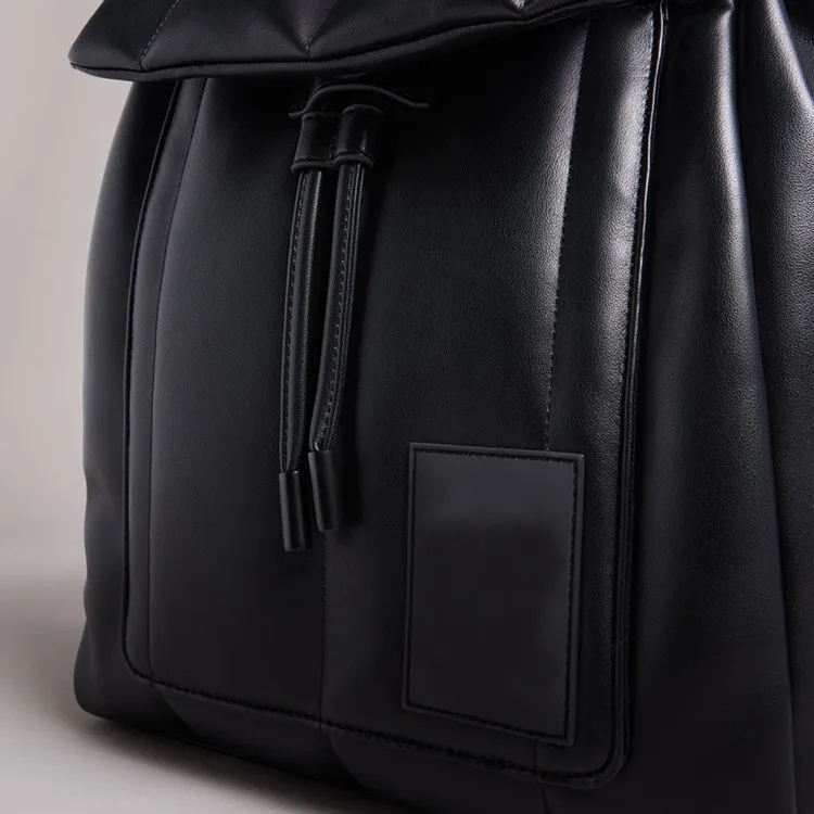 #PA0296 Made in Myanmar Tariff Free  Vegan PU Vertically Quilted Ladies Back Pack Bag Custom Water Proof Back Pack for women