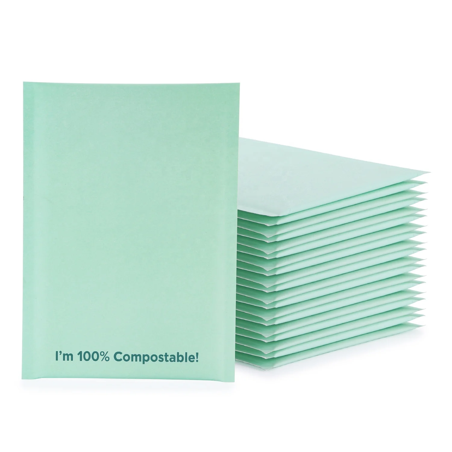 Biodegradable Matte Custom Color Mint Green Kraft Bubble Double Mailer Padded Envelopes