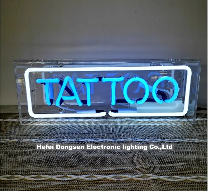 Hot Sale neon sign  TATTOO  letters neon box custom table and wall mounted light up neon letter light