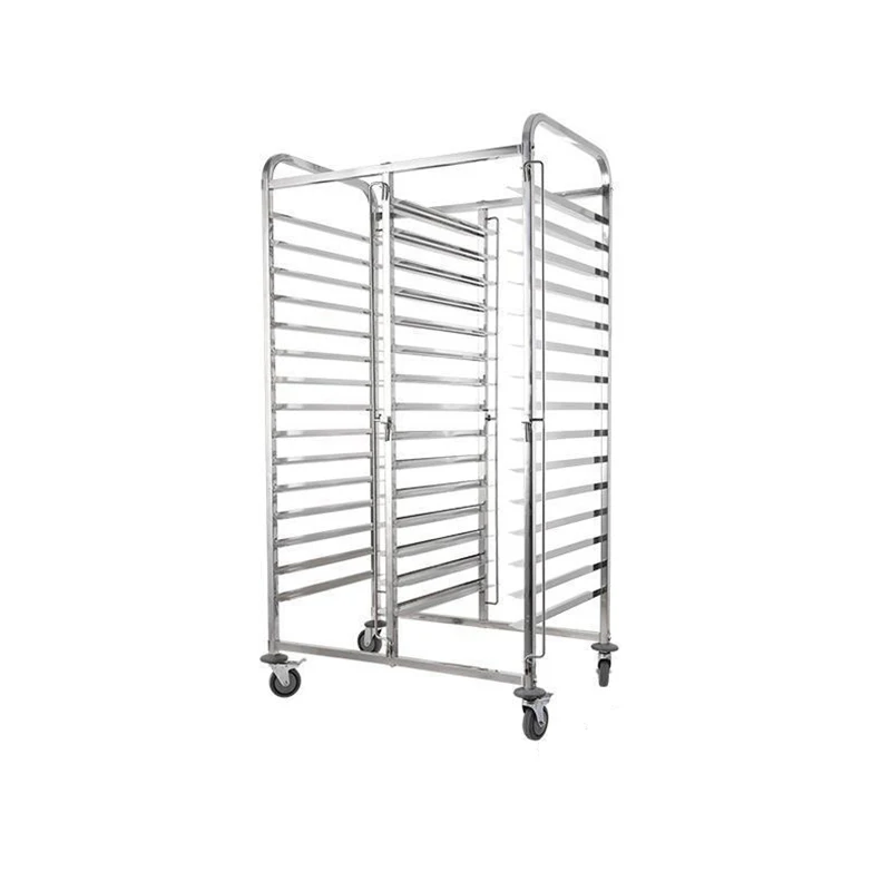 Customized top standard quality stainless steel bakery rack trolley food service tray carts 15/16/18/20/32 tiers trolley