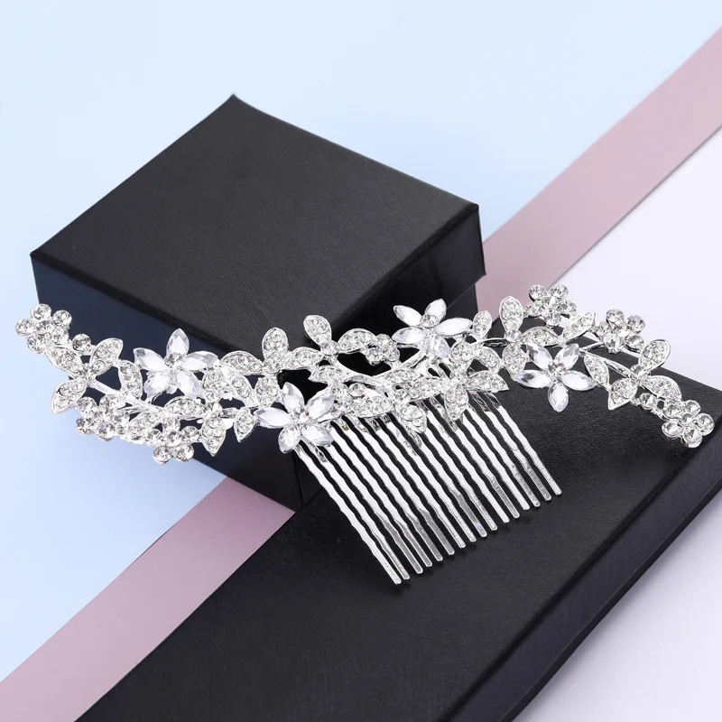 New Design Wedding Crystal Hair Comb Flower Shape Bridal Long Hair Comb Party Jewelry