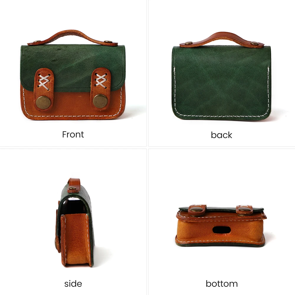 JOGUJOS Small Headphone Case Genuine Leather Protective Case Cute Headphone Carry Case For Head Phones