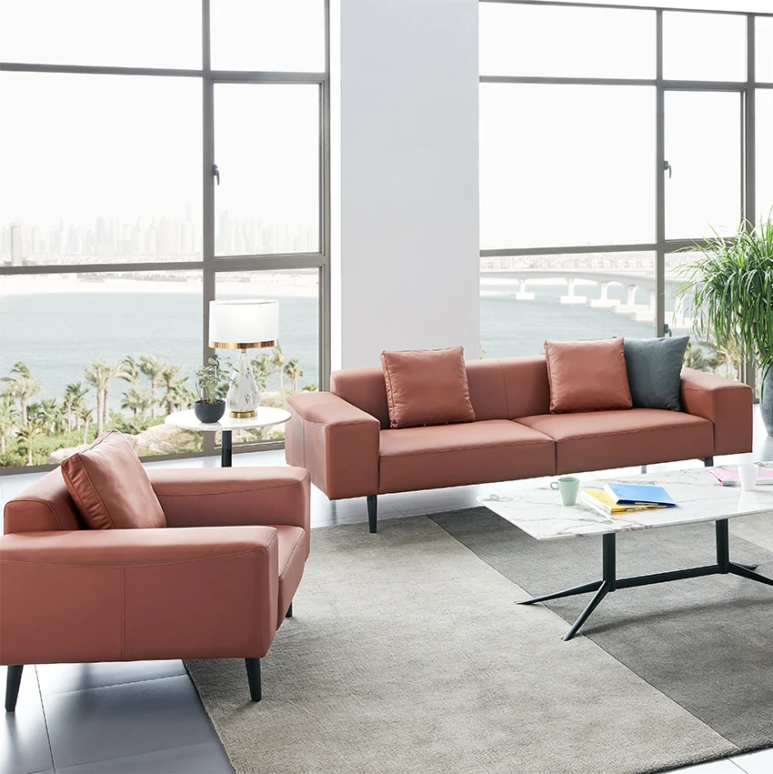 Italian Design Home Furniture Simple Luxury Design Living Room Furniture Leather Set of Sofa for Hotel