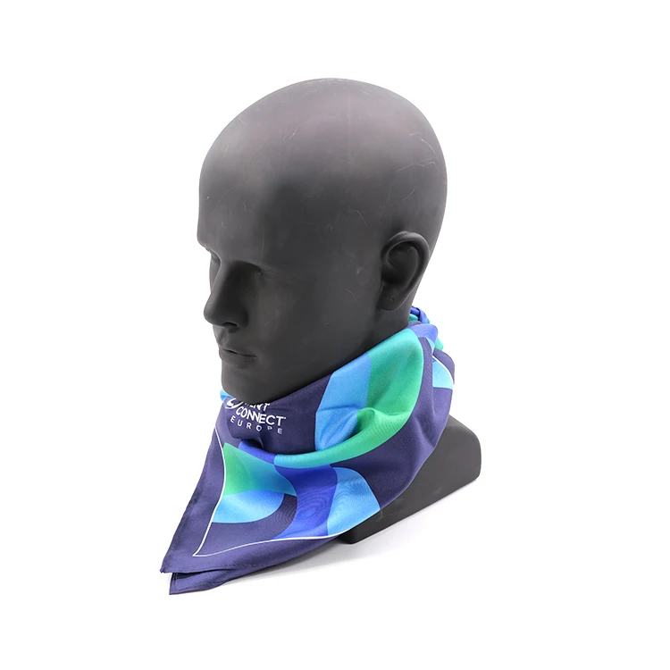 Custom Polyester Cotton Fabric Bandana 55*55cm Custom Logo Fans Kerchief Scarf Printed Blue Square Bandannas For Promotion