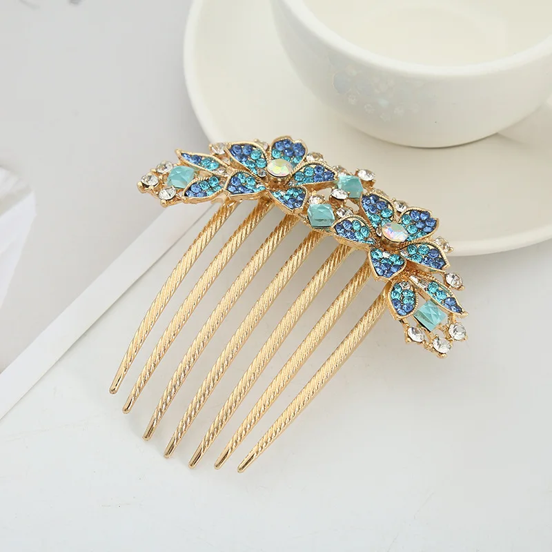 Korean alloy rhinestone headgear bridal hair comb insert comb hair accessories