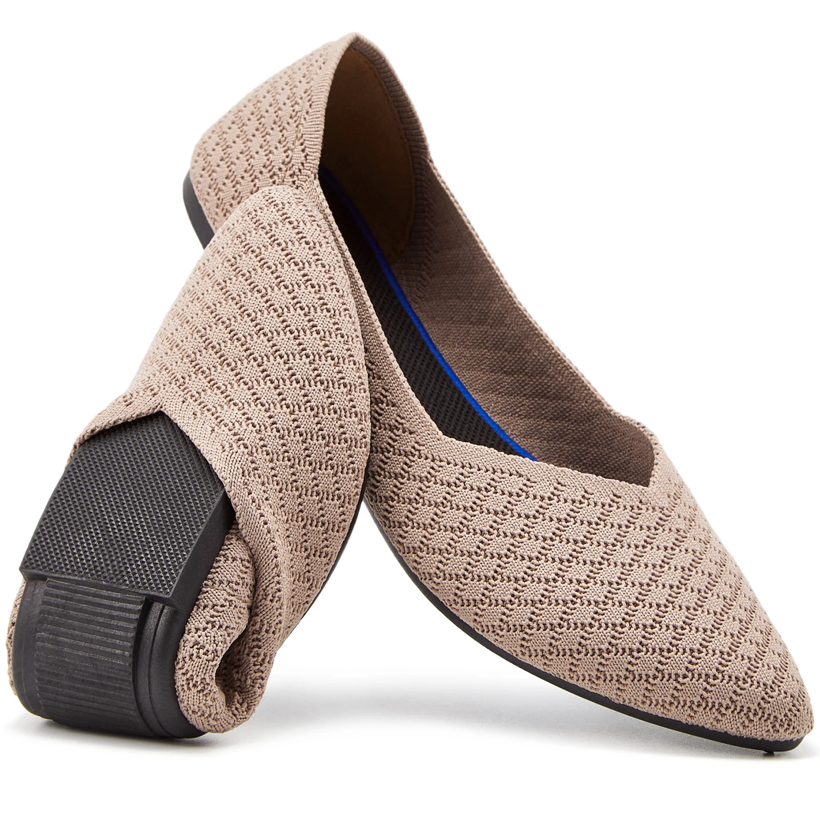 Wholesale Women Comfort Pointed Toe Ballet Dress Flats Knit Shoes Casual Low Wedge Classic Soft Pointed Toe Mesh Flats Shoe