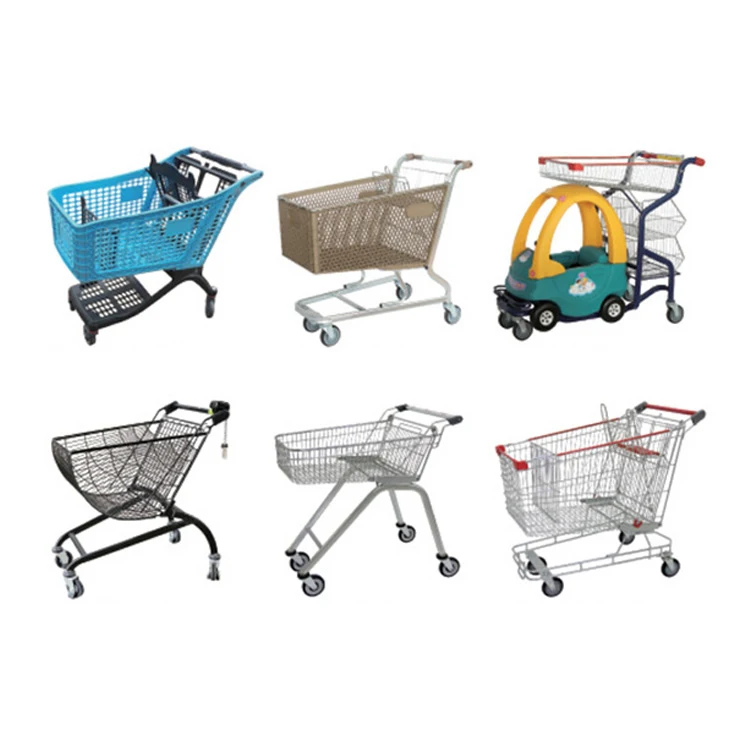 Large Size Supermarket Shopping Plastic Green Color Push Cart