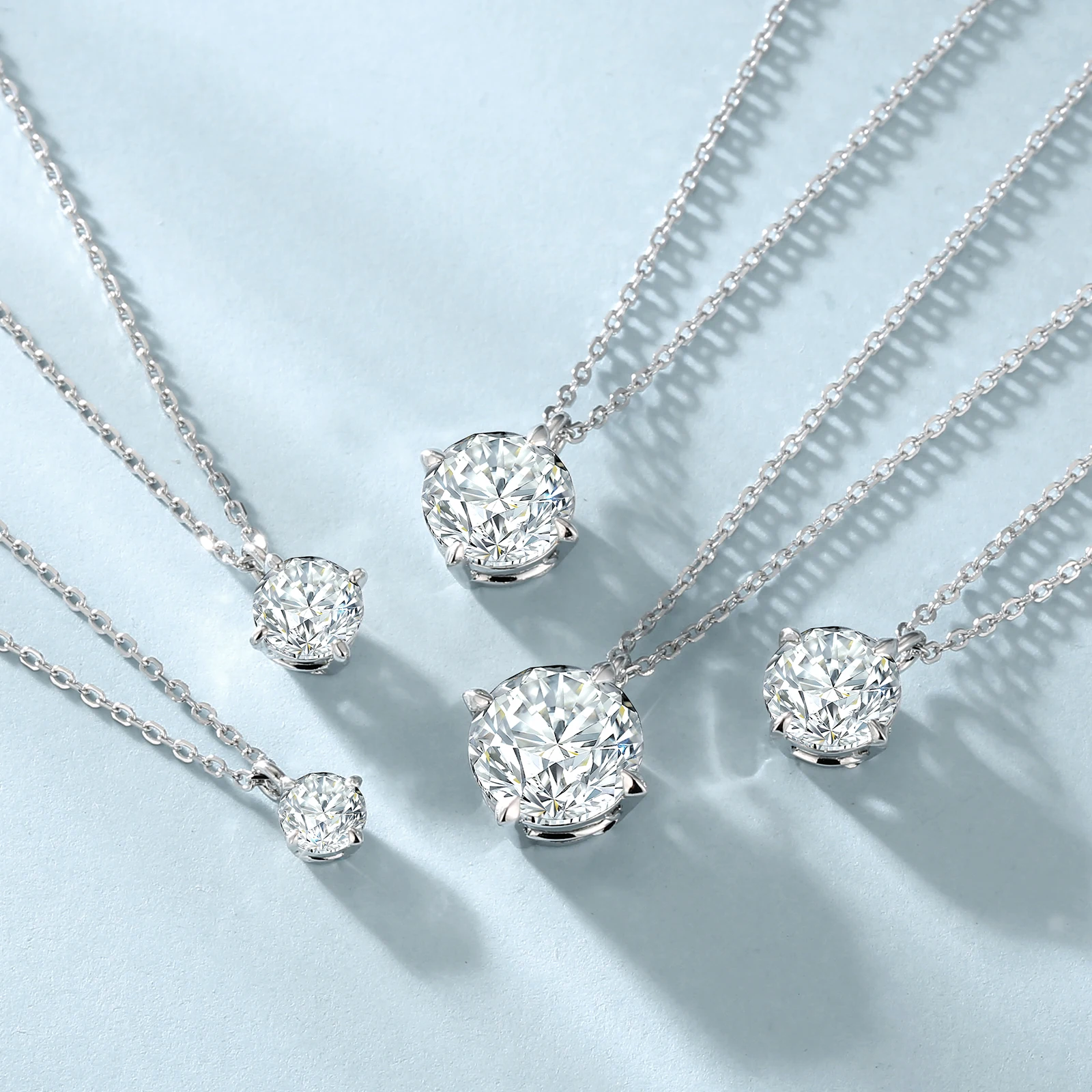 Moissanite Pendant 4ct 2ct 1ct Diamond Jewelry Women 925 Sterling Silver Chain Solitaire Charm Necklace with GRA Certificate