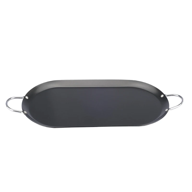 New design carbon steel bbq grill topper nonstick pancake grill pan with double handles
