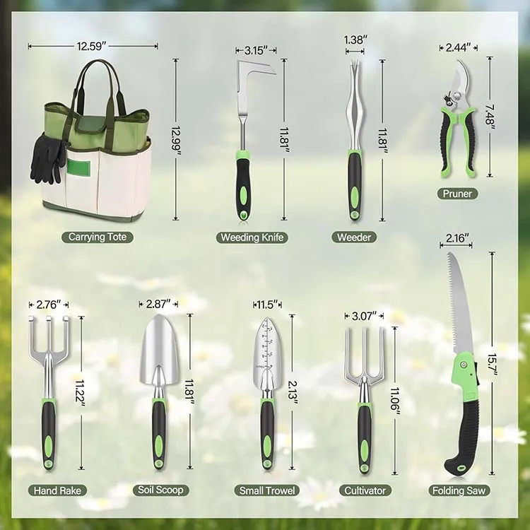 10 PCS Aluminium Alloy Garden Tool Set with Ergonomic Handle Durable Storage Tote Bag garden hand tool set garden hand tool se