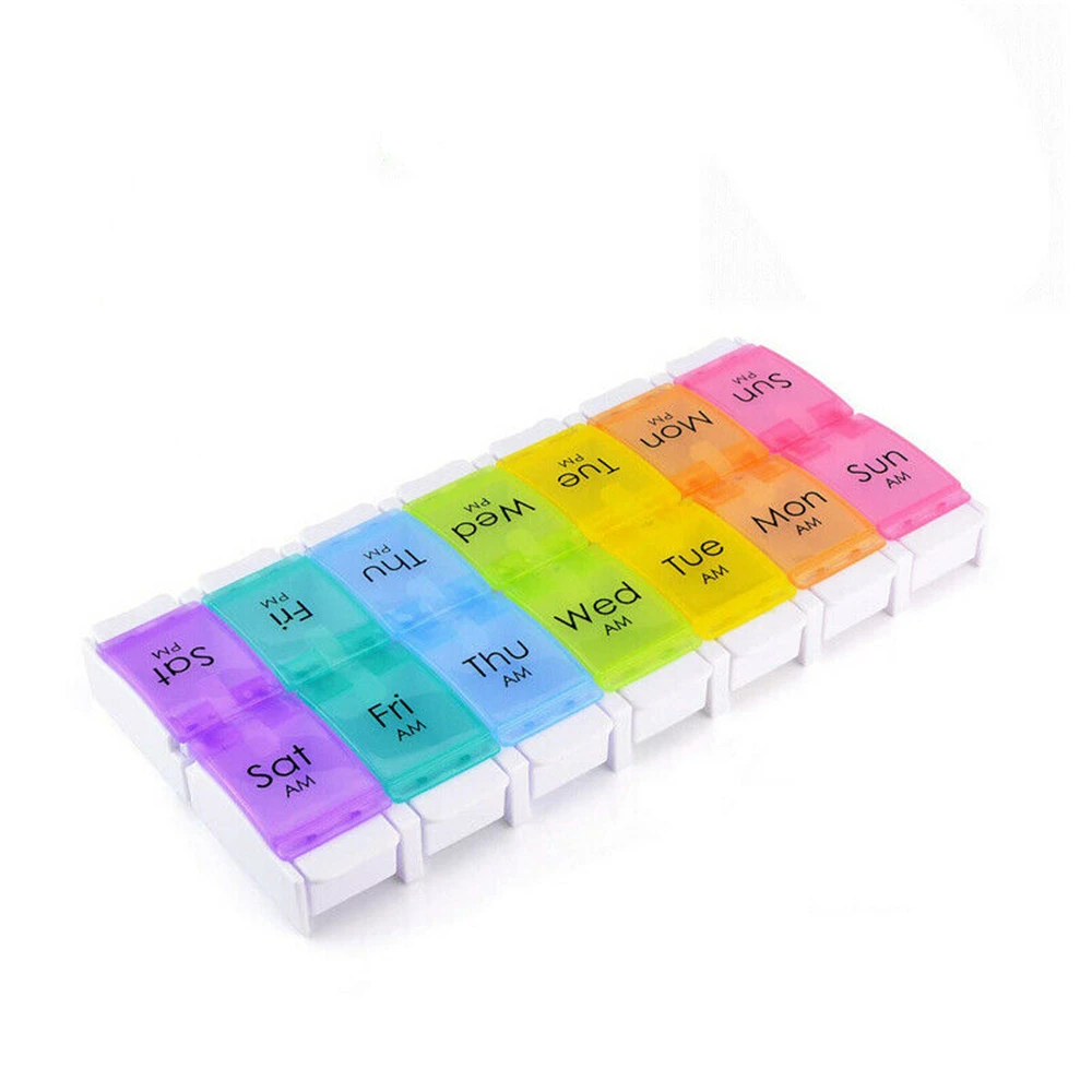 New Colorful 14 Cases 7 Days Medicine Weekly Plastic Pill Box Portable PP Pill Storage Cases