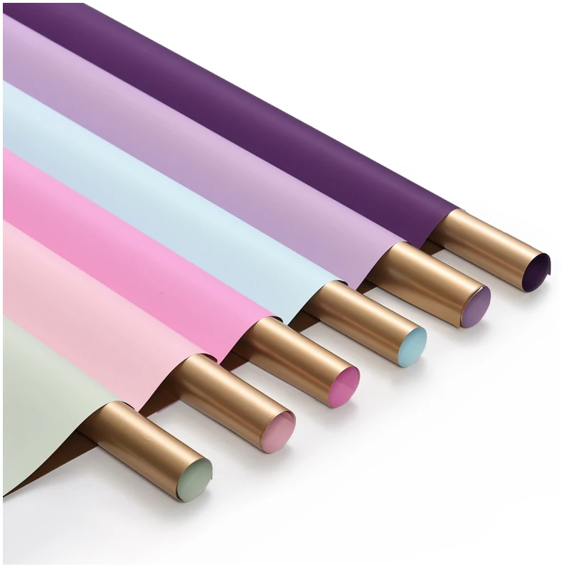 Waterproof Double sided two color gold wrapping paper bouquet flower packing paper